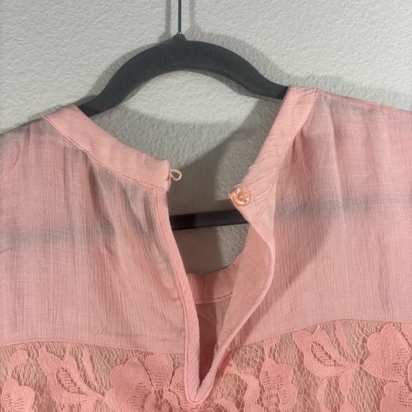 Suzanne Betro Blush Textured Tunic Plus Size 1X Floral Blouse Sheer Feminine - Picture 9 of 15